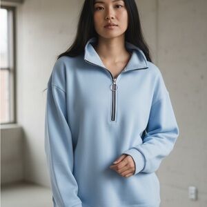 Sky Blue Half-Zip Sweatshirt